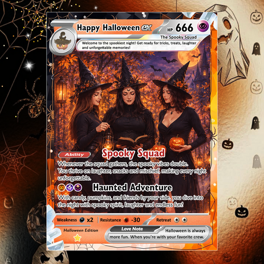 Custom Pokémon Card for Best Friends, Halloween Anime Transformation Metal Card, Personalized Group Gift, Custom Halloween Gift for Friends, Pokémon Party Gift - CPC-hlw-10