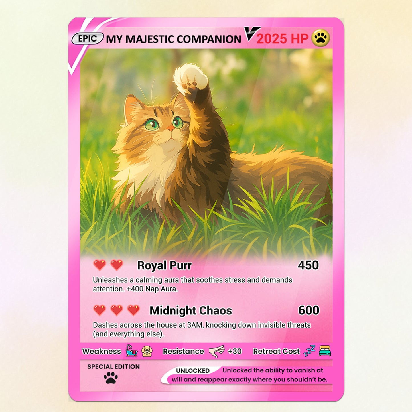 Custom Pokémon Card for Pet Lovers, Personalized Pokémon Card with Pet Photo for Cat Dad Cat Mom - CPC-35