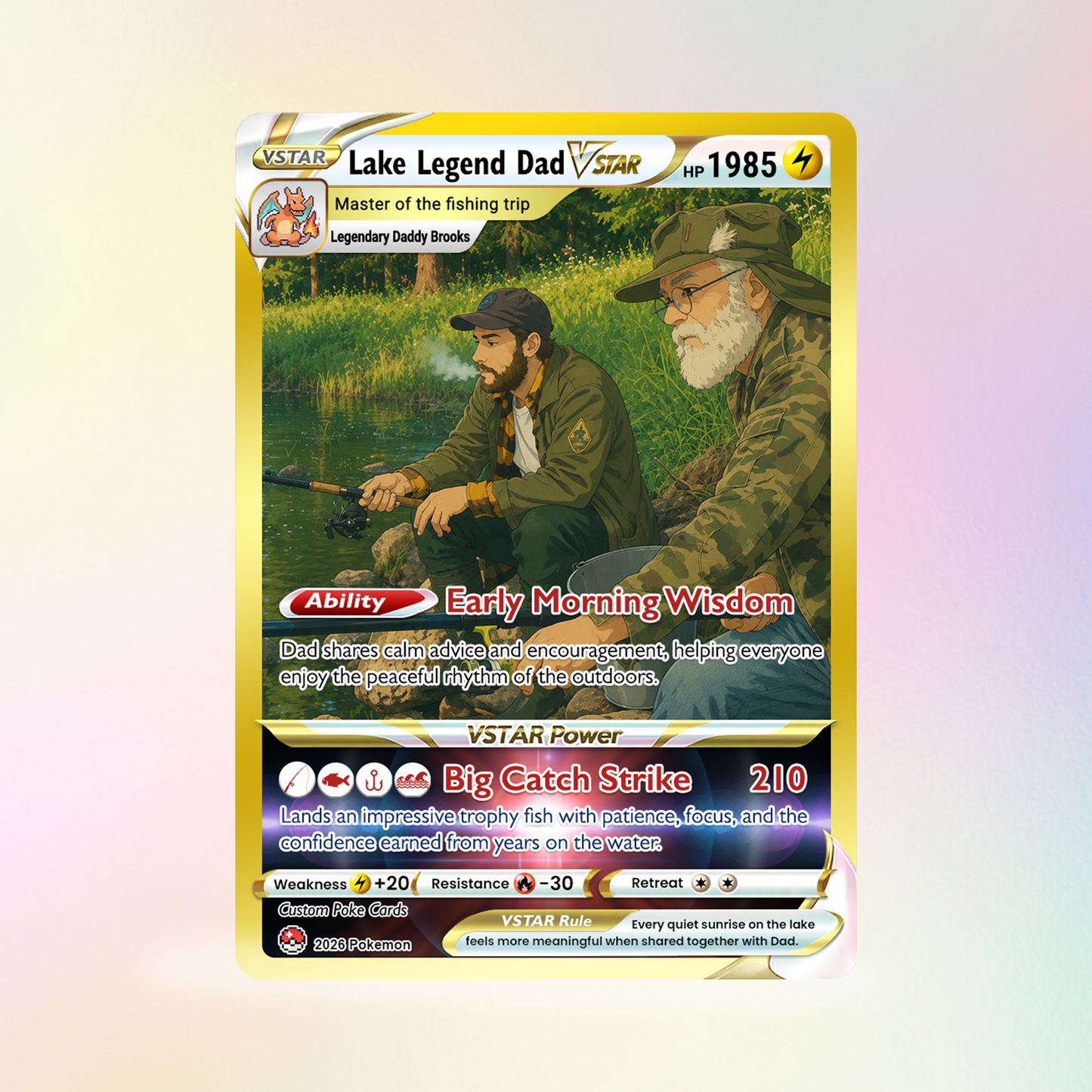 Father's Day Custom Pokémon Card for Fishing Dad - Father’s Day Personalized Pokémon Card for Fishing Lovers - Comic Anime Customizable Gift from Wife, Son & Daughter - CPC-139