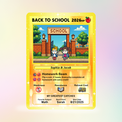 Back to School Custom Pokémon Card with Art Characters, Personalized Pokémon Card by Characters, Unique Gift for Pokémon Fans from Parents - CPC-69