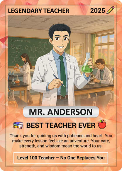 Custom Pokemon Cards Teacher Appreciation, Change Your Photo to Ghibli Style, Thank You Teacher Gift, Personalized Pokemon Cards - CPC-63