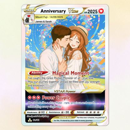 Anime Transformation Custom Pokemon Card - Personalized Poke Card for Couples - Holographic Effect Available - CPC-30