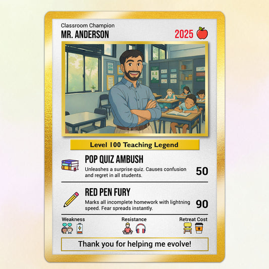 Classroom Champion Gift Card, Custom Pokemon Cards Teacher Appreciation, Change Your Photo to Ghibli Style, Thank You Teacher Gift, Personalized Pokemon Cards - CPC-65