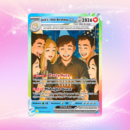 Custom Pokemon Card Birthday, Personalized Pocket Monster Style Gifts for Date of Birth, Best Anime-Inspired Cards for Friends, Son, Daughter, Partner - CPC-56