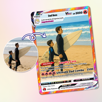Perfect Gift from Wife & Kids - Happy Father's Day Custom Pokémon Card - Comic Anime Style Personalized Pokémon Card for Dad - Perfect Gift from Wife & Kids - CPC-125