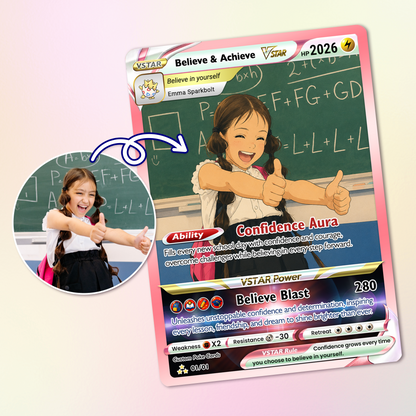Back to School Custom Pokémon Card - Personalized Pokémon Card with Anime Picture for Kids, Students - First Day of School Gift from Parents - CPC-BTS-18