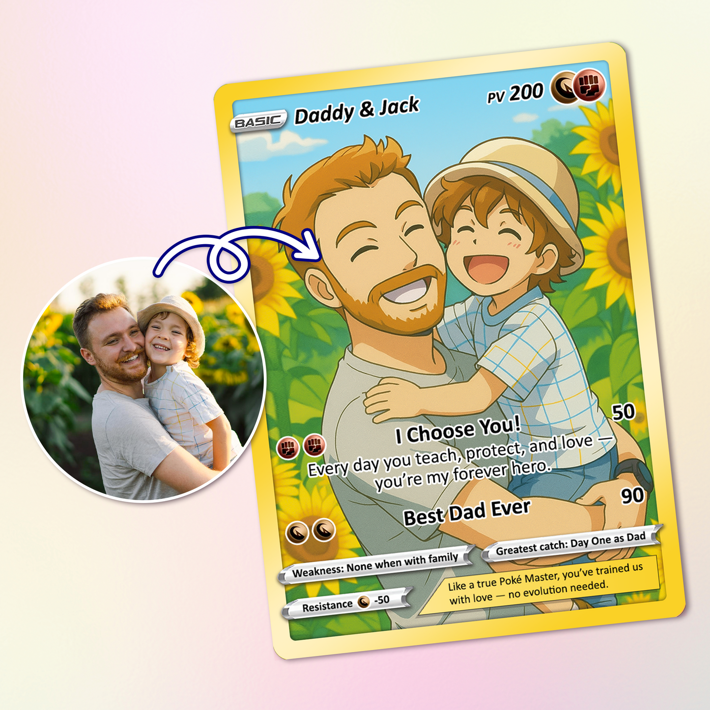 Best Dad Ever Pokemon Card, Custom Pokemon Card  - Anime-Inspired Personalized Pokemon Card for Dad - Perfect Gift for Dad - CPC-58