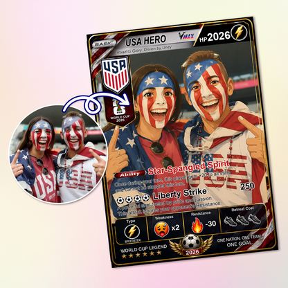 Custom World Cup 2026 Soccer Card, Personalized Football Trading Card, Pokémon-Style Fan Card with Photo, Unique Gift for Soccer Fans - CPC-WC-USA