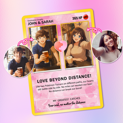 Custom Pokemon Card Keepsake for Love Beyond Distance - Best Anime-Inspired Couple Anime Style Gifts for Long-Distance Lovers - CPC-33