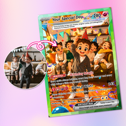 Personalized Pokémon Card for Date of Birth - Happy Birthday Custom Pokémon Card - Customizable Pokémon Gift from Parents, Grandparents for Kids - CPC-DOB-03