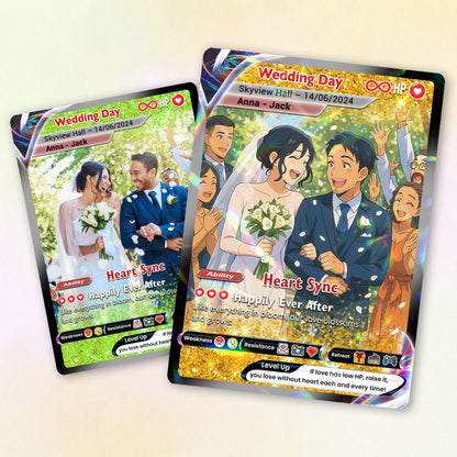 Personalized Pokémon Card with Wedding Day & Location, Anime Style Custom Pokémon Cards - CPC-05