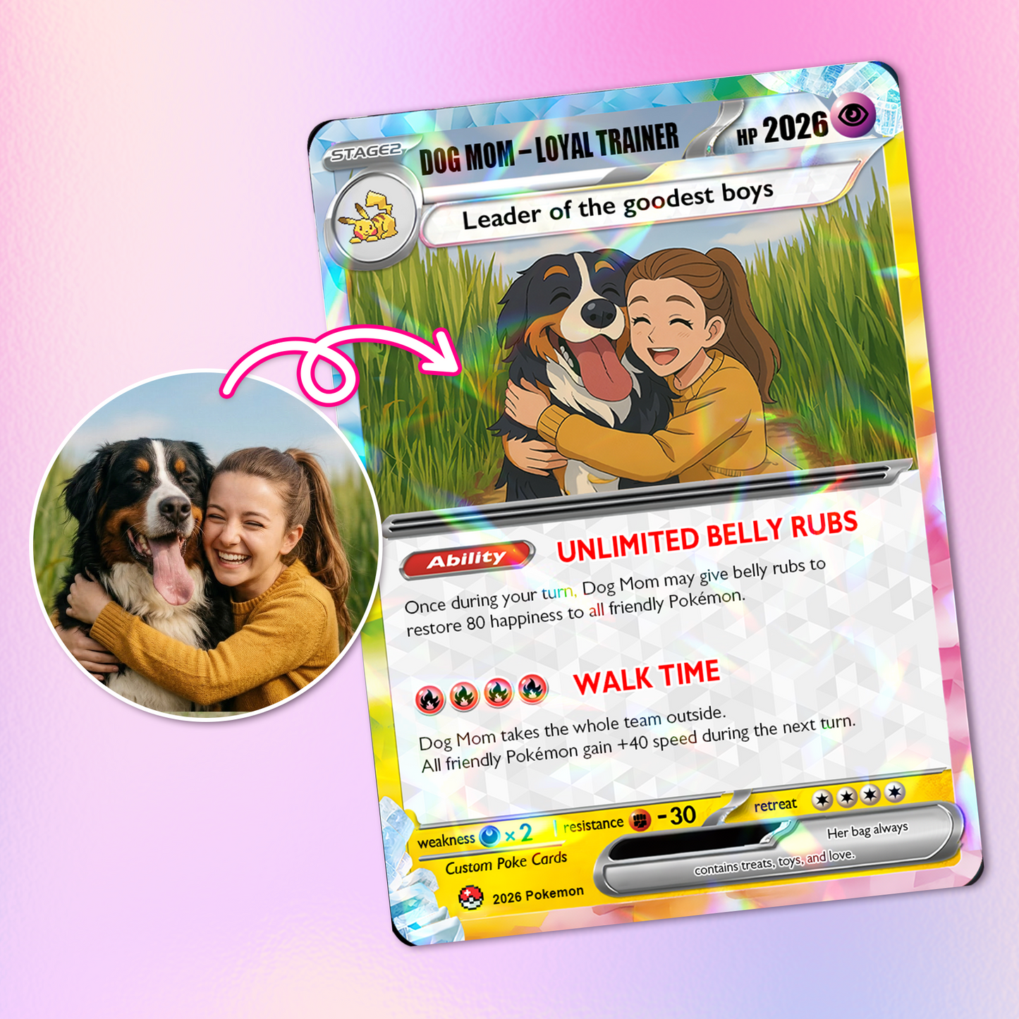 2026 Custom Dog Mom Pokémon Card | Mother’s Day Gift | Personalized Gift for Dog Lovers | Custom Pet Mom Anime Card - CPC-77.A