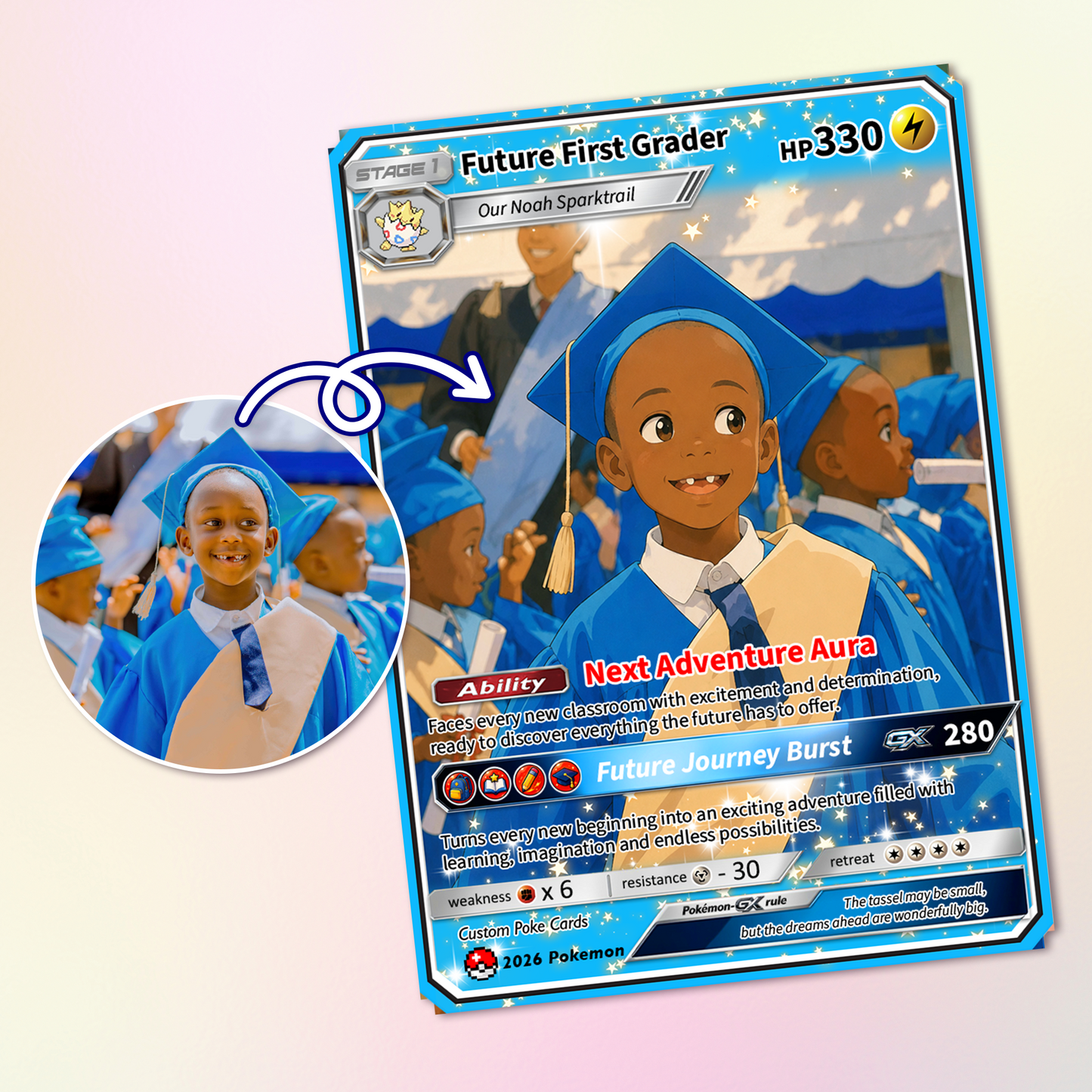 Kindergarten Graduate Personalized Pokémon Card, Kindergarten Graduation Custom Pokémon Card, Graduation Gift for Kindergarten Boy and Girl - First Day of School Gift - CPC-BTS-16