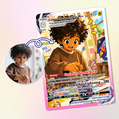 Back to School Personalized Pokémon Card - Custom Pokémon Card with Anime Picture for Kids, Students - First Day of School Gift from Parents - CPC-BTS-02