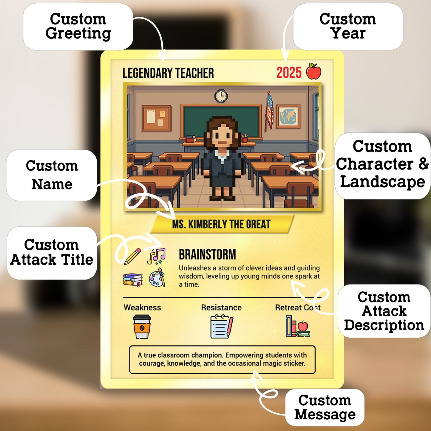 Custom Pokemon Cards Teacher Appreciation with Art Characters, Change Your Photo to Ghibli Style, Thank You Teacher Gift, Personalized Pokemon Cards - CPC-66