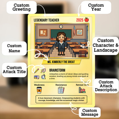 Custom Pokemon Cards Teacher Appreciation with Art Characters, Change Your Photo to Ghibli Style, Thank You Teacher Gift, Personalized Pokemon Cards - CPC-66