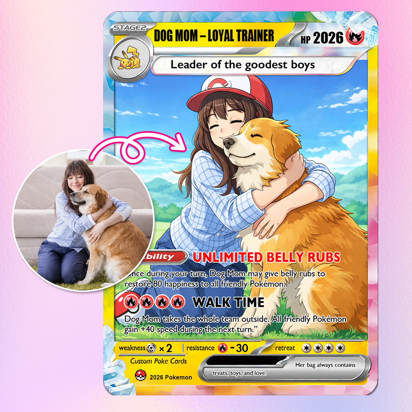 Mother’s Day Gift 2026 | Custom Dog Mom Pokémon Card – Personalized Gift for Dog Lovers | Custom Pet Mom Anime Card - CPC-77.B
