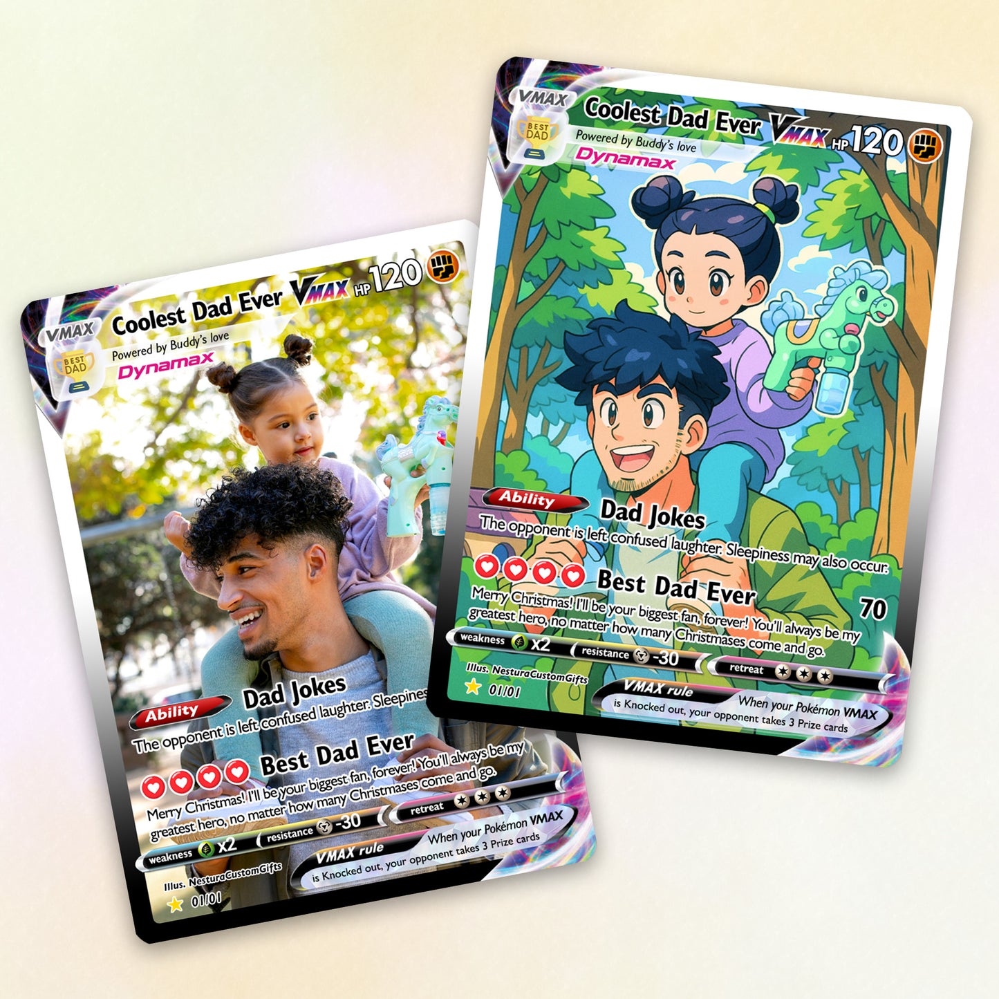 Coolest Dad Ever Pokemon Card, Custom Pokemon Card - Anime-Inspired Personalized Pokemon Card for Dad - Perfect Gift for Dad - CPC-55