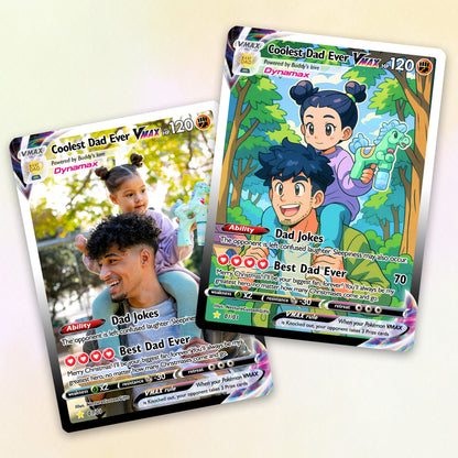 Coolest Dad Ever Pokemon Card, Custom Pokemon Card - Anime-Inspired Personalized Pokemon Card for Dad - Perfect Gift for Dad - CPC-55