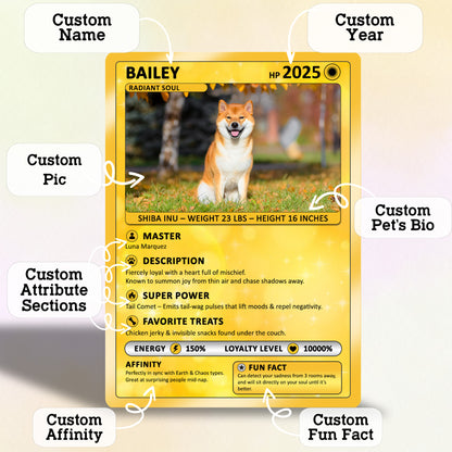 Deep Customizable Pokémon Card for Pet Lovers, Personalized Pokémon Card with Pet Photo for Dog Mom Cat Mom Dog Dad Cat Dad - CPC-09