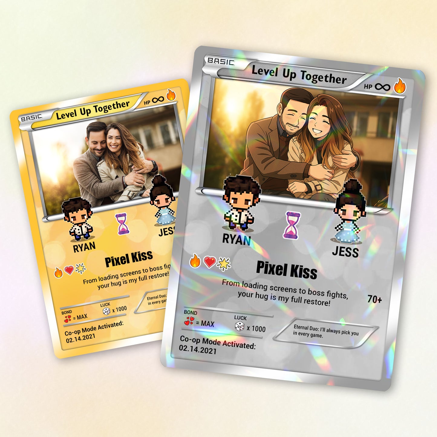 Pixel Characters & Anime Transformation Custom Pokemon Card - Personalized Poke Card for Couples - CPC-51