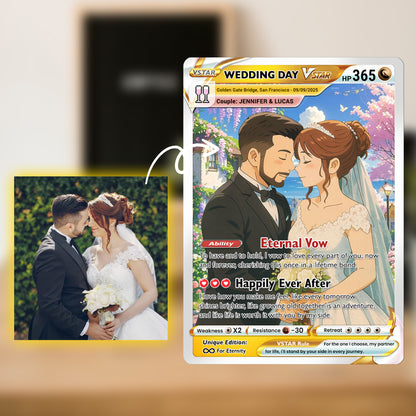 Personalized Pokemon Card for Couples with Ghibli Style - Custom Couple Pokemon Card for Him Her - Deep Custom Names Date Location - CPC-34