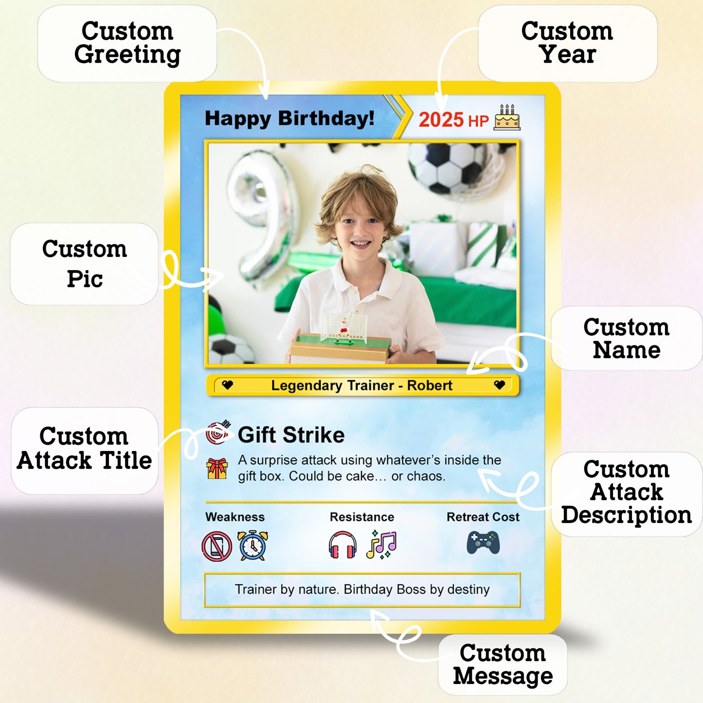 Personalized Pokémon Card for Date of Birth, Happy Birthday Custom Pokémon Card - CPC-43