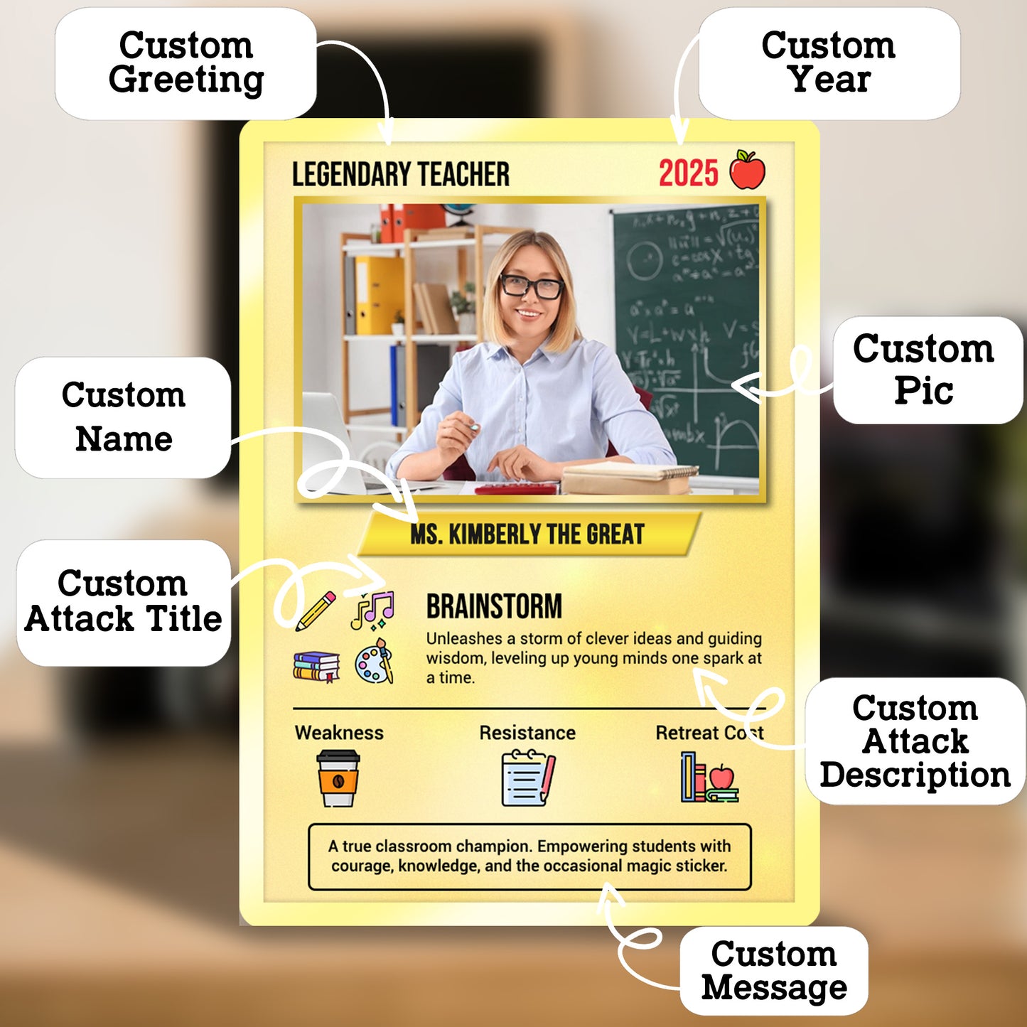 Custom Pokemon Cards Teacher Appreciation with Art Characters, Change Your Photo to Ghibli Style, Thank You Teacher Gift, Personalized Pokemon Cards - CPC-66