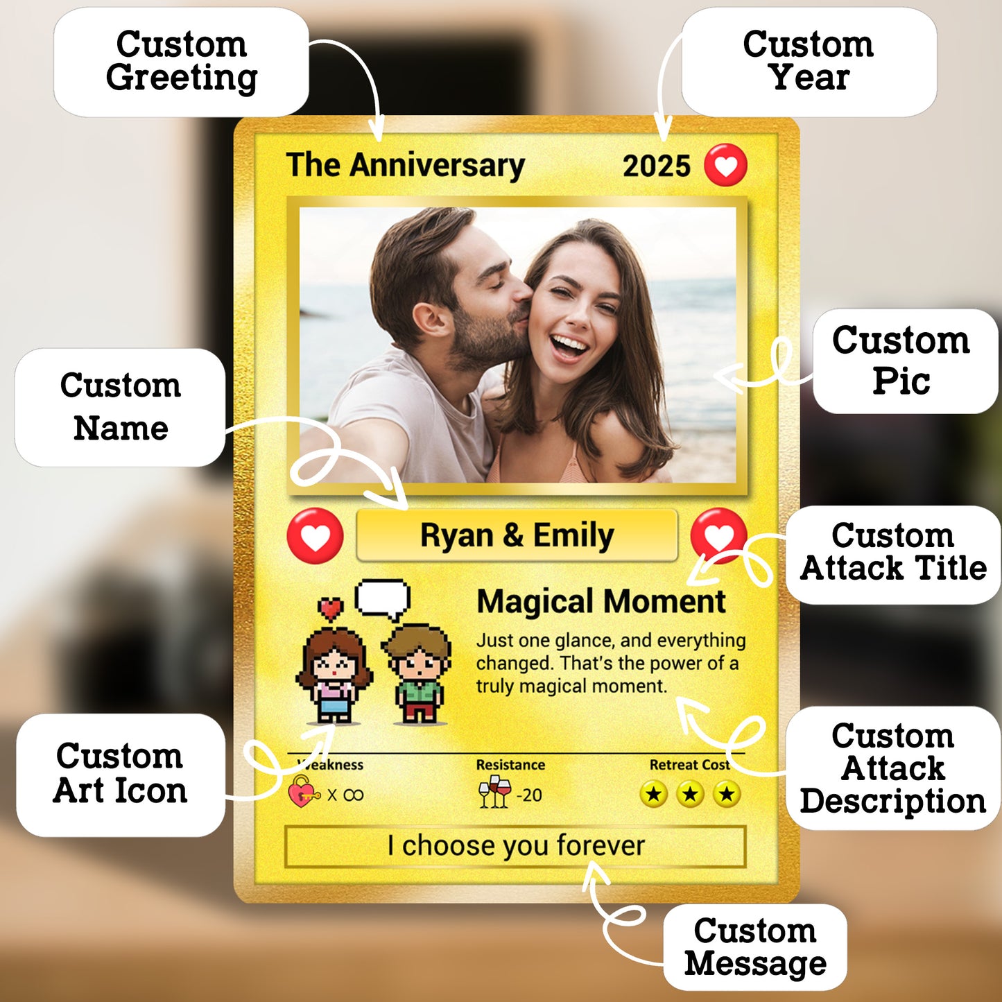 Custom Poke Card for Couple - Anime-Inspired Ghibli Aesthetic Pocket Monster Gift - Customizable Trading Cards - CPC-19