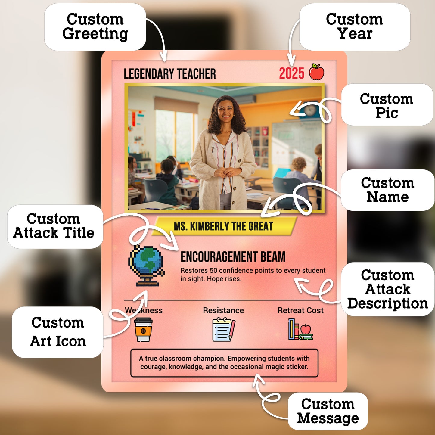 Custom Pokemon Cards Teacher Appreciation, Change Your Photo to Ghibli Style, Thank You Teacher Gift, Personalized Pokemon Cards - CPC-64