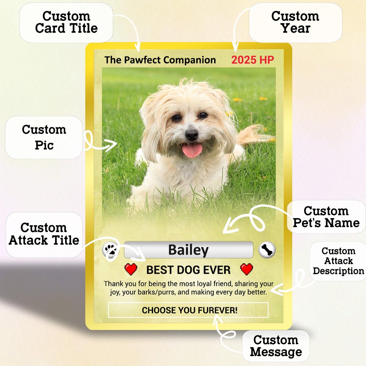 Custom Pokémon Card for Pet Lovers, Personalized Pokémon Card with Pet Photo for Dog Mom Cat Mom Dog Dad Cat Dad - CPC-59