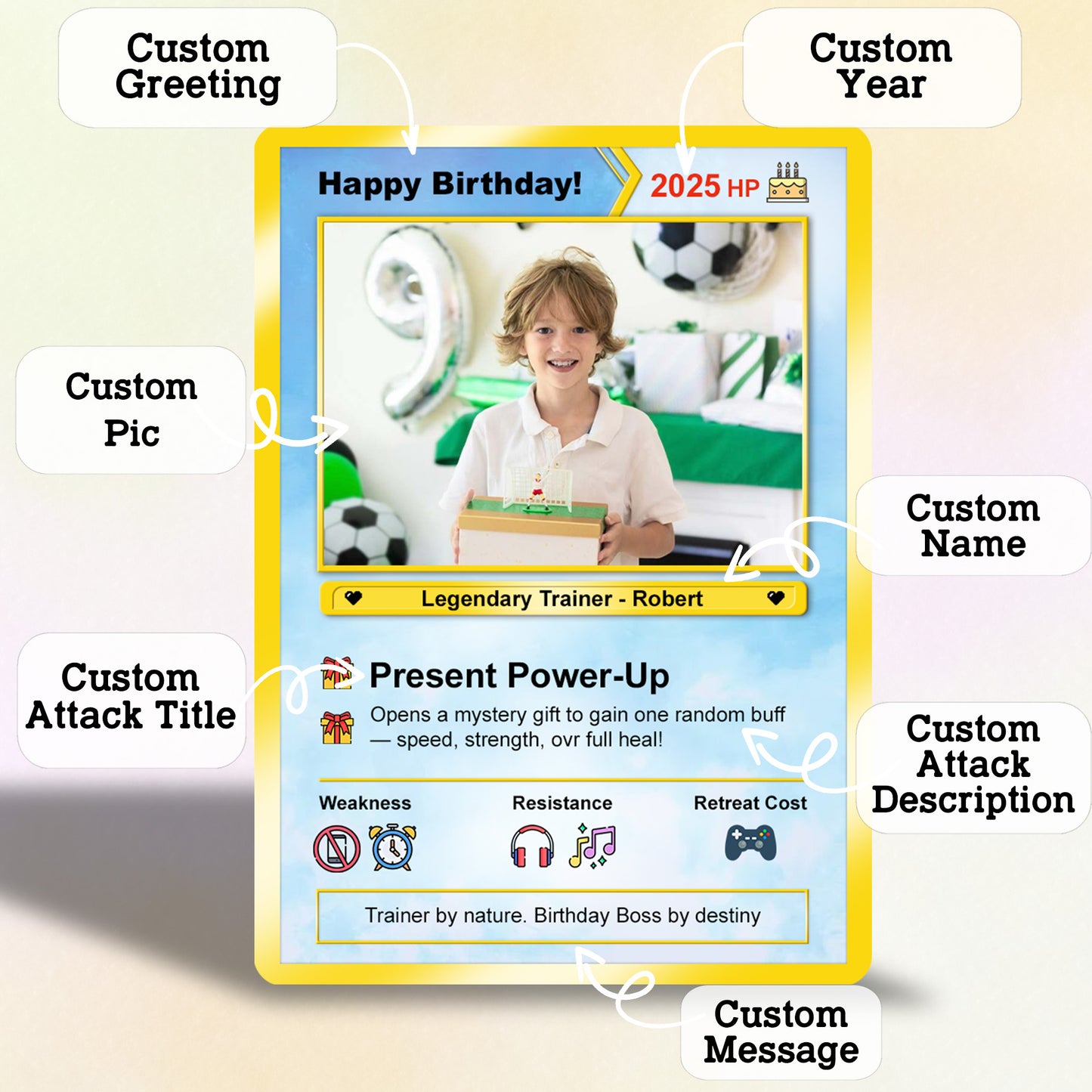 Happy Birthday Custom Pokémon Card - Pixel Characters &, Photo Upload Personalized Pokémon Card - CPC-13