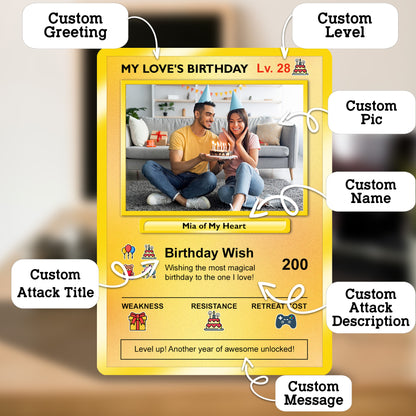 Birthday Custom Pokémon Card for Couples, Pixel Characters & Photo Upload Personalized Pokemon Card, Customizable Pokemon Cards for Birthday - CPC-14