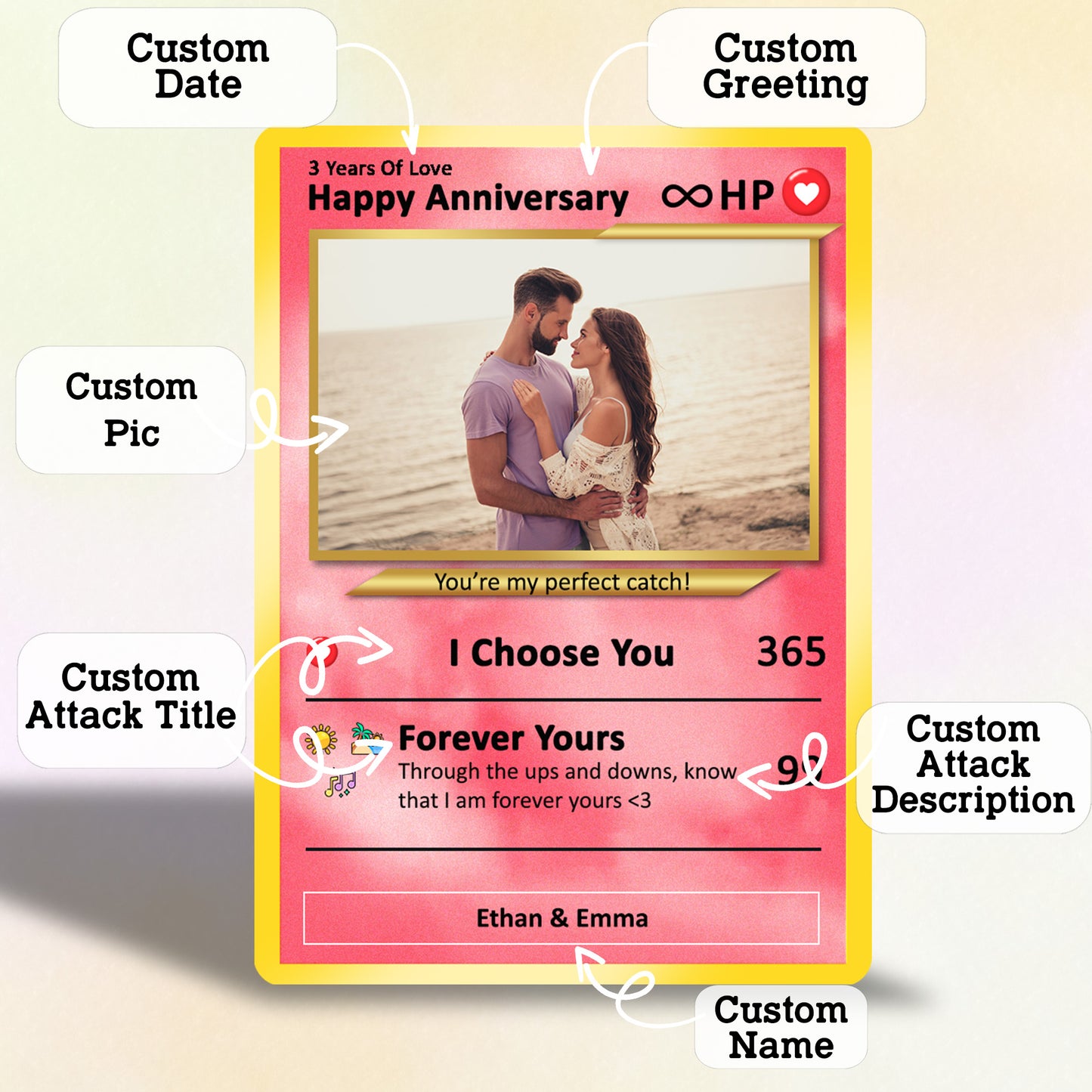 Personalized Anime-Inspired Pokemon Card - Custom Pokemon Card for Couple - Holographic Effect Available - CPC-25
