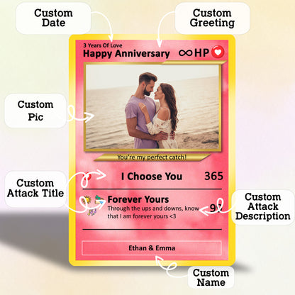 Personalized Anime-Inspired Pokemon Card - Custom Pokemon Card for Couple - Holographic Effect Available - CPC-25