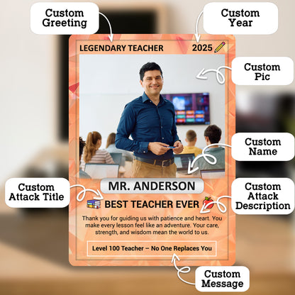 Custom Pokemon Cards Teacher Appreciation, Change Your Photo to Ghibli Style, Thank You Teacher Gift, Personalized Pokemon Cards - CPC-63