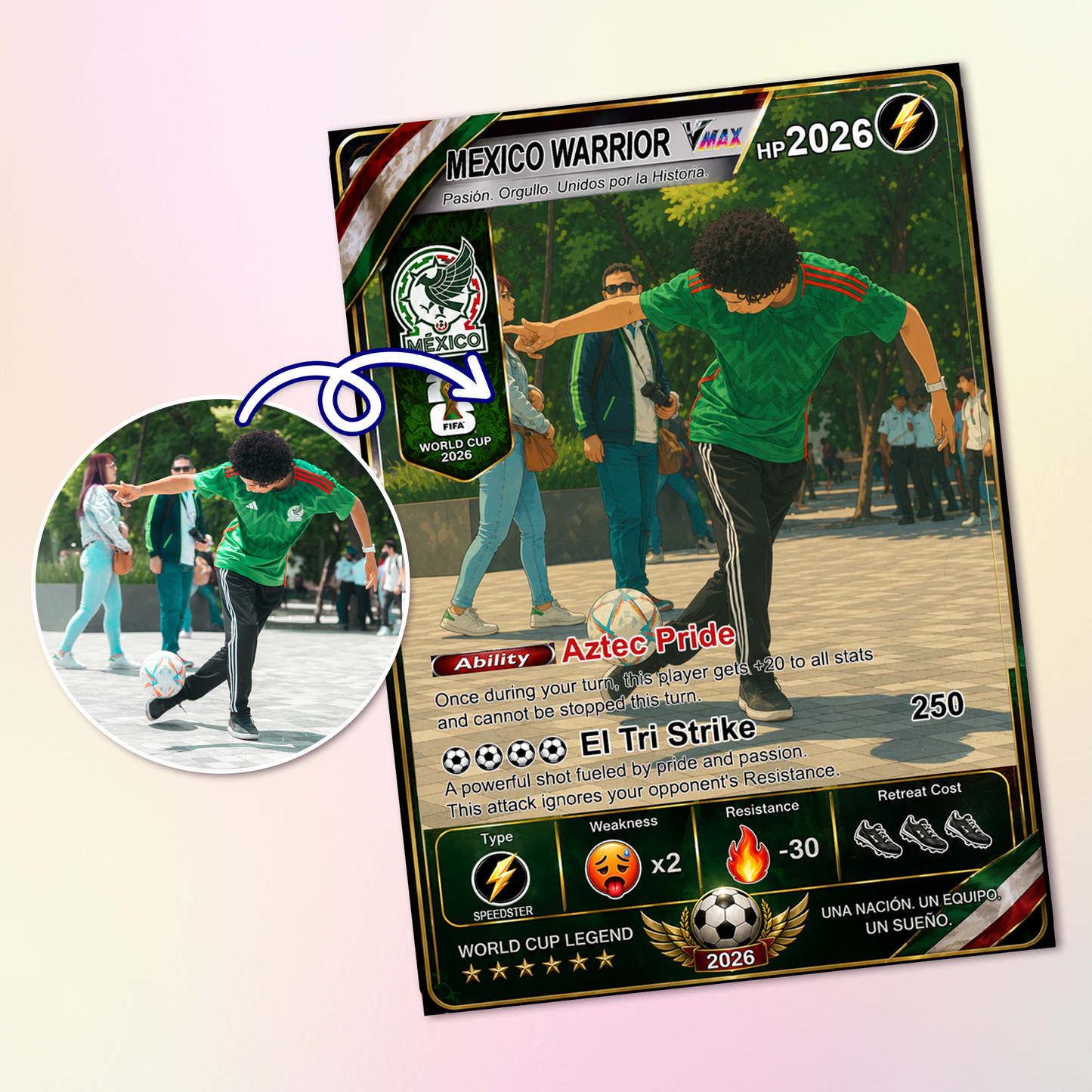 World Cup 2026 Custom Soccer Card, Personalized Football Trading Card, Pokémon-Style Fan Card with Photo, Unique Gift for Soccer Fans - CPC-WC-MEX