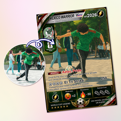 World Cup 2026 Custom Soccer Card, Personalized Football Trading Card, Pokémon-Style Fan Card with Photo, Unique Gift for Soccer Fans - CPC-WC-MEX