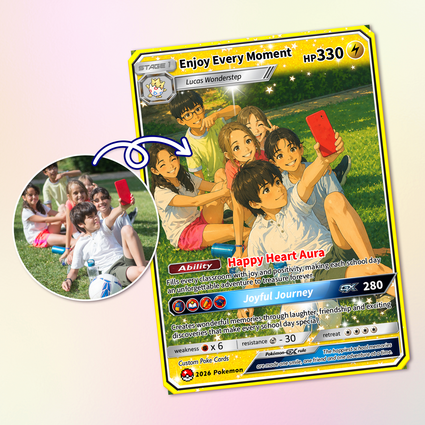 Enjoy Every Moment Custom Pokémon Card - Back to School Personalized Pokémon Card, Animated Gift Card for Kids, Students - First Day of School Gift from Parents - CPC-BTS-21