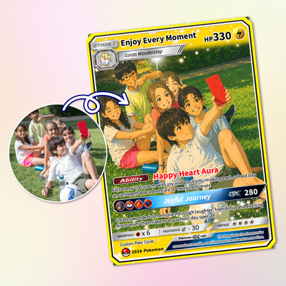 Enjoy Every Moment Custom Pokémon Card - Back to School Personalized Pokémon Card, Animated Gift Card for Kids, Students - First Day of School Gift from Parents - CPC-BTS-21
