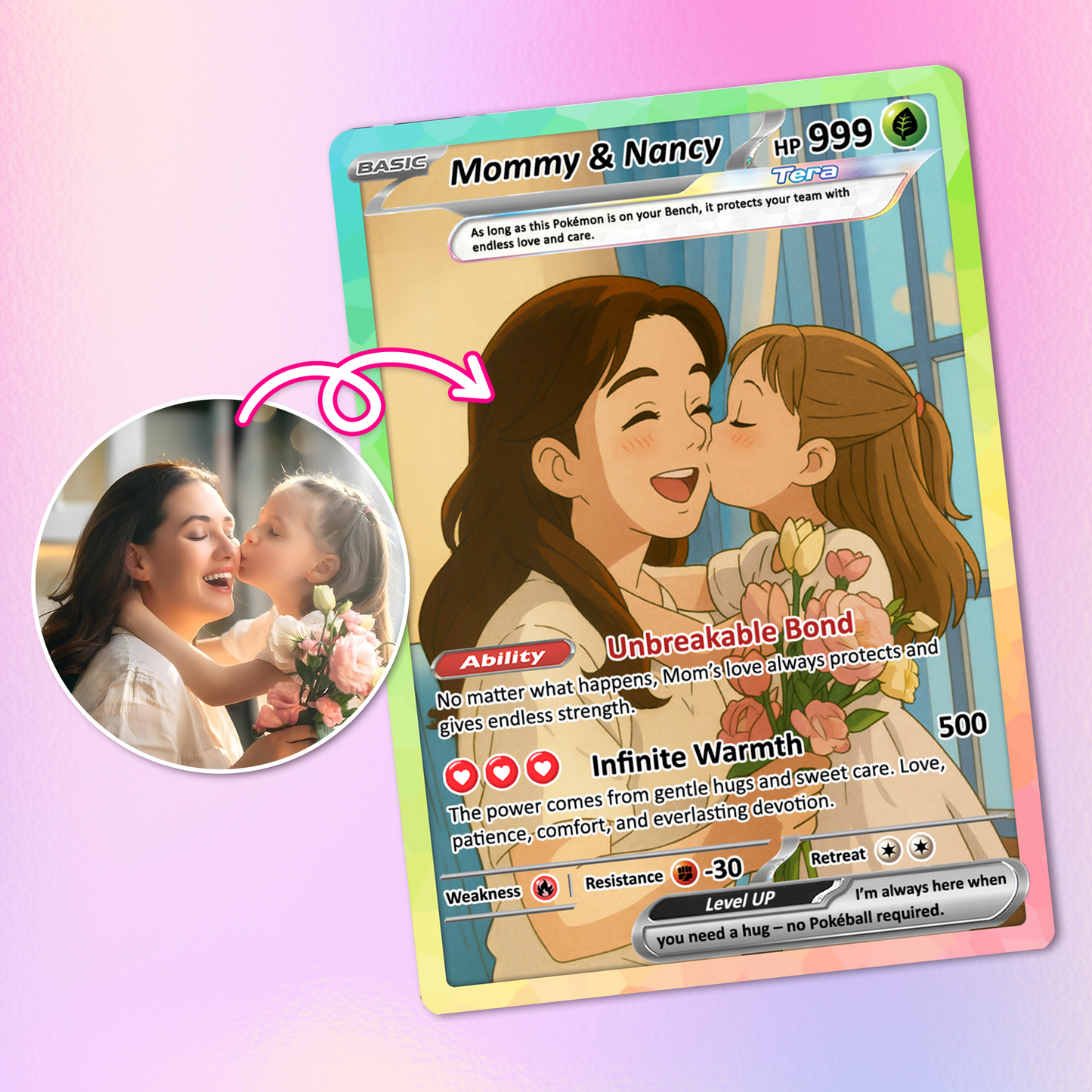 Mother's Day Custom Pokemon Card  - Anime-Inspired Personalized Pokemon Card for Mom | Mommy & Me Customized Poke Gift - Customizable Trading Cards - CPC-32