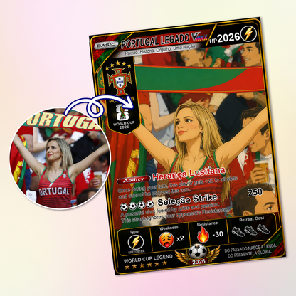 Personalized Football Trading Card, World Cup 2026 Custom Soccer Card, Pokémon-Style Fan Card with Photo, Unique Gift for Soccer Fans - CPC-WC-POR