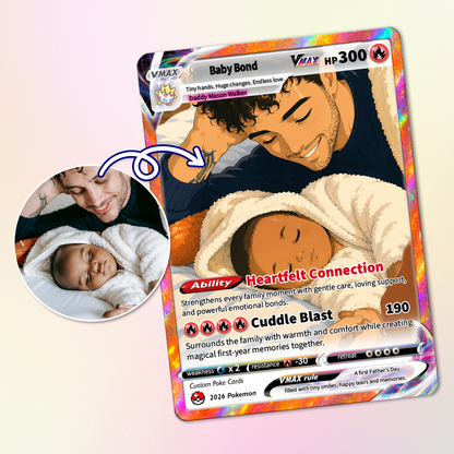 First Father’s Day Custom Pokémon Card - Comic Anime Style Personalized Pokémon Card for New Dads - Perfect Gift for First-Time Dads- CPC-127