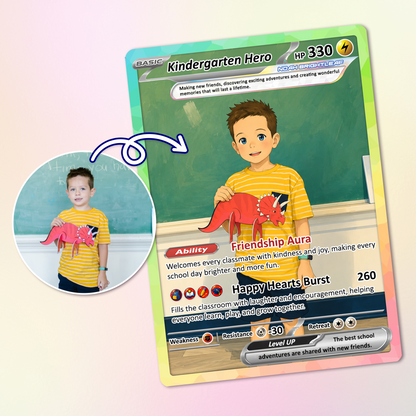 First Day of School Personalized Pokémon Card - Custom Anime Pokémon Card for Kids - Kindergarten Graduation Gift, First Grade Gift from Parents - CPC-BTS-10