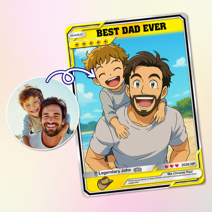 Custom Pokemon Card  - Anime-Inspired Personalized Pokemon Card for Dad | Daddy & Me Customized Poke Gift - Customizable Trading Cards - CPC-16