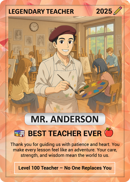 Custom Pokemon Cards Teacher Appreciation, Change Your Photo to Ghibli Style, Thank You Teacher Gift, Personalized Pokemon Cards - CPC-63
