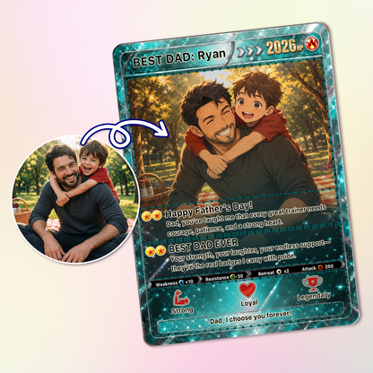 Happy Father's Day Custom Pokémon Card - Anime Styles Personalized Pokémon Card for Dad - Perfect Classic Pokémon Card from Wife & Kids - CPC-112