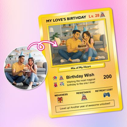 Birthday Custom Pokémon Card for Couples, Pixel Characters Personalized Pokémon Card, Customizable Pokémon Cards for Birthday - CPC-14.A