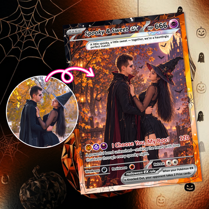 Happy Halloween Custom Pokémon Cards with Animated Photo, Personalized Pokemon Cards, Gifts for Him and Her - CPC-hlw-03