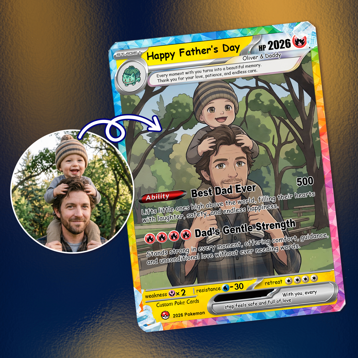 2026 Father's Day Custom Pokemon Card - Anime-Inspired Personalized Pokemon Card for Dad - Perfect Gift for Dad - CPC-107.A